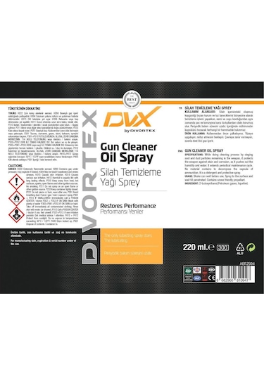 Dvx Silah Temizleme Yağlayıcı Sprey 220 ML