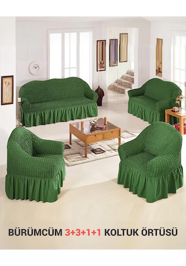 Upmall Bürümcük Koltuk , Çekyat Örtüsü, Kılıfı 3311 Yeşil Yeşil