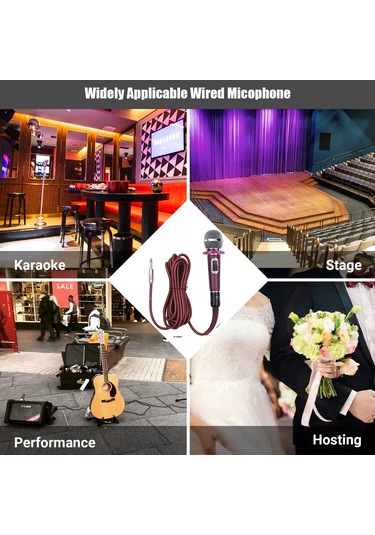 Neevoyu Kırmızı El Tipi Dinamik Kondansatör Mikrofonu - 4.5m Kablolu, 6.35mm Plug, Karaoke/konser/söyleşi İçin Yüksek Hassasiyetli Ses Alımı