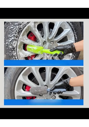 Jant Temizleme Fırçası Süngerli Üstü Microfiber Saplı İthal Ürün