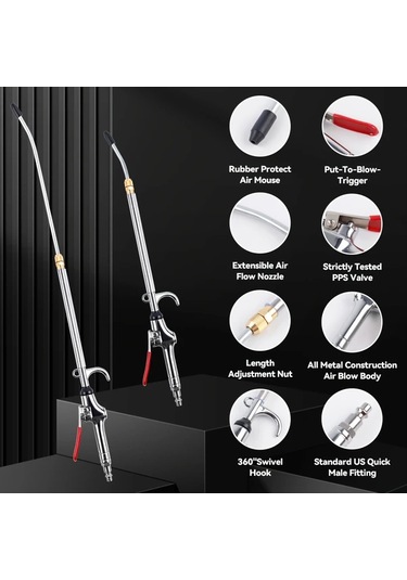 Dashanshop 26 Inç Uzatmalı Hava Tabancası Ayarlanabilir Nozul Endüstriyel Ve Ev Toz Temizleme