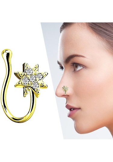 Homyl Sahte Burun Halkaları 18g Dudak Kulak Septum Altın