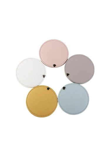 Ultra İnce Makyaj Aynası Pu Deri Cep Aynası Taşınabilir Kozmetik Aynası Siyah