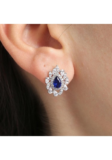 Mia Vento Effective Diamond İstanbul İhtişamı Sentetik Safir Taşlı Gümüş Küpe