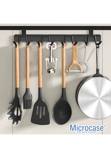 Microcase Kapı Arkası Çok Amaçlı Elbise Çanta Vb Metal Eşya Askılığı Al5446 Siyah