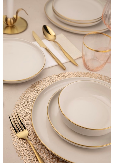 Kütahya Porselen Moderna Yemek Takımı Altın File 24 parça 6 Kişilik