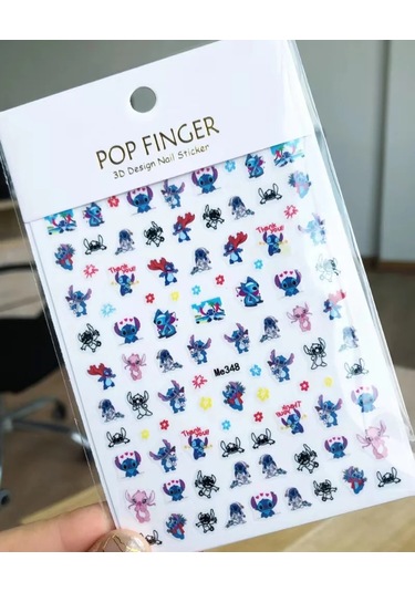 Lilo Ve Stitch Tırnak Çıkartmalar Anime Etiket Tırnak Sanat Süslemeleri Karikatür Animasyon Tırnaklar Üzerinde Basın Çivi Aksesuarları Manikür İçin Buzlu