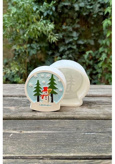 2d Kar Küresi Kardan Adam Desenli Silikon Mum Kalıbı