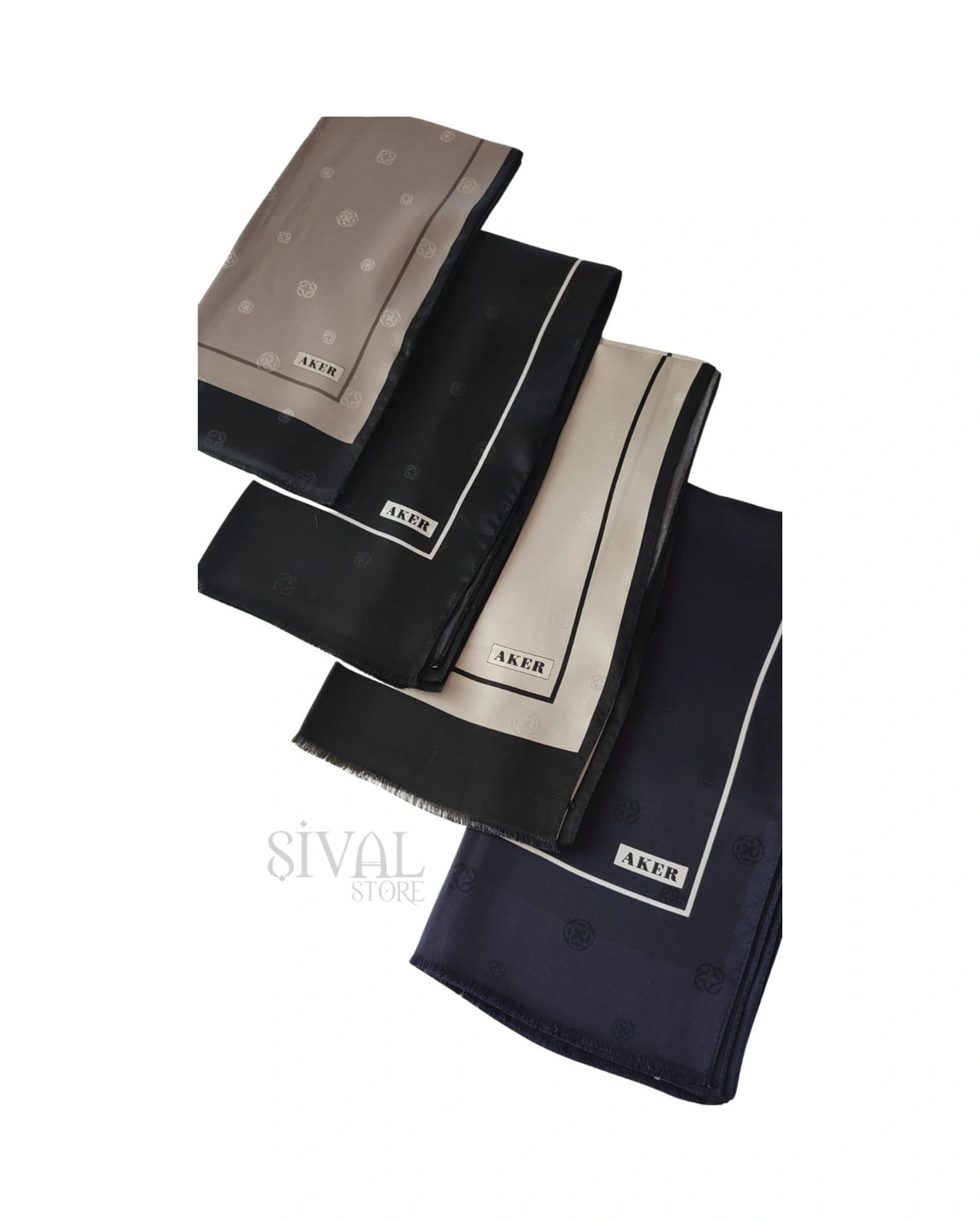 Lacivert Aker İpek Jakar Fular 322 Lacivert