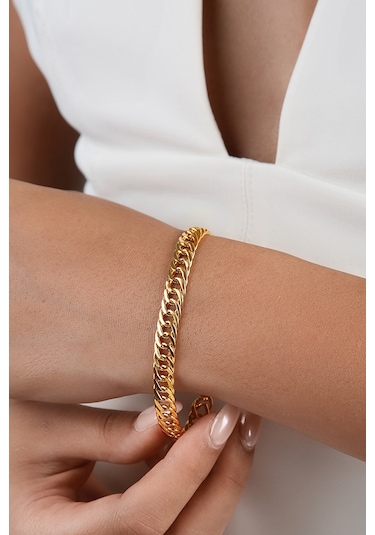 14 Ayar Altın Unisex Spor Günlük Bileklik Sarı Altın