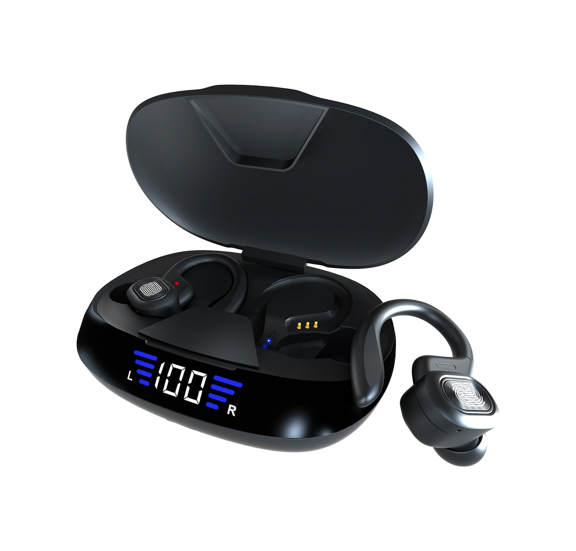 Moveevo Siyah Spor Kulaklıklar, Tws Bt5.0, Ipx6 Su Geçirmez, Sayısal Göstergeli Şarj Kutusu, Konuşma Ve Müzik Kontrolü, Uygun Uyku Tasarımı Kablosuz Mini Kulaklık Modeli