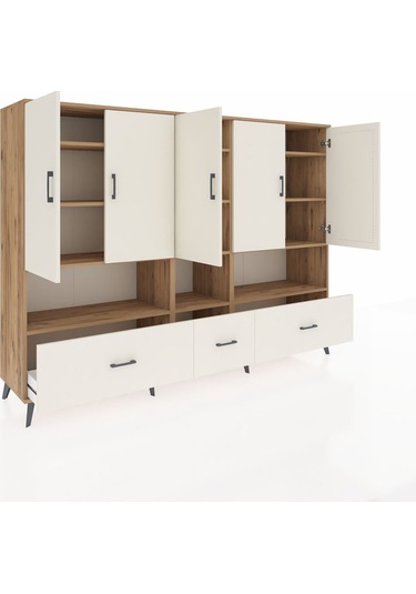 Hyperion Dolap 12 Raflı 3 Çekmeceli 5 Kapaklı 220x44x163 Çam-ayta Çam-aytaşı