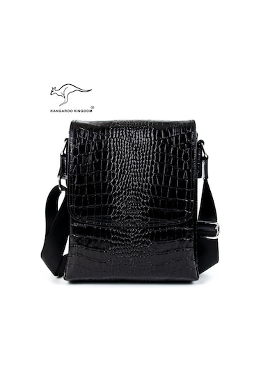 Postacı Hakiki Deri Kroko Kahverengi Çanta Kangaroo 3122