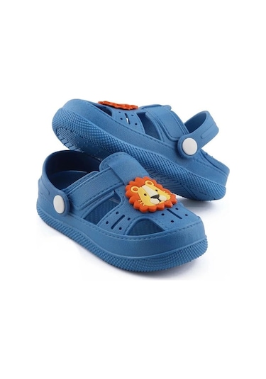Daye Bk1001 Kaydırmaz Aslan Desenli Çocuk Sandalet Terlik Mavi