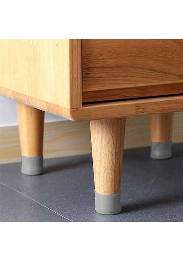 12 Adet Masa Sandalye Ayak Koruyucu Gri Silikon Zemin Koruyucu