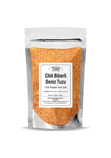 Tos The Organic Spices Chili Biberli Deniz Tuzu 1 KG Chili Pepper Sea Salt