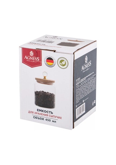 Agness Kristall Kavanoz 450 Ml Cam Kapağı İle Birlikte 151480648