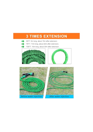 Monyee 75ft Genişletilebilir Yüksek Basınçlı Su Borusu Seti - Araba Yıkama Ve Bahçe Sulama İçin Sprey Aleti
