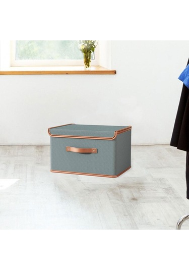 Suntek Yorgan Yastıklar İçin Kapaklı Depolama Kutusu Gri 37 x 27 x 26 CM