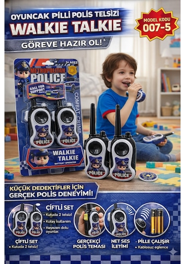Pilli Polis Telsizi Walkie Talkie Çiftli Set Bas Konuş Özellikli