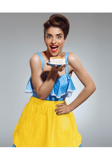 Kadın Bel Önlükleri Beyaz Cepli Yarım Garson Ev Garson Kamuflaj, Diğer