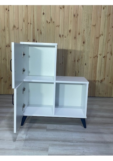 Beyaz 2 Kapaklı Açık Raflı Banyo Dolabı Beyaz