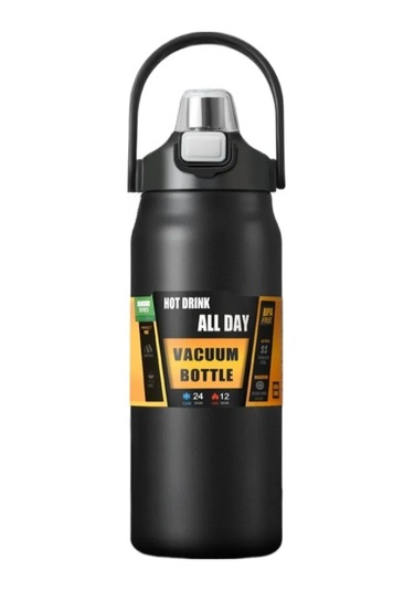 800/1000/1200/1500 Ml 304 Paslanmaz Çelik Termos Pipetli Termal Kupa Bardak Black 1200ml Black