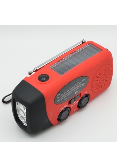 Springsun Kırmızı Solar El Çevirici Radyo - Am/fm/noaa Hava Durumu Radyosu, Fener Ve 600mah Mobil Güç Kaynağı İle Outdoor Acil Durum Cihazı