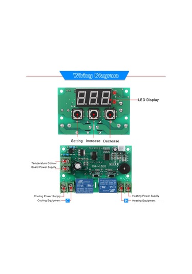 Ayarlanabilir Otomatik Anahtar Termostat 12v Sıcaklık Kontrol Cihazı 2 Kanal Röle Çıkışı Yüksek/düşük Sıcaklık Alarmı