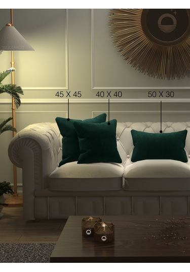 Br Yakamoz Zümrüt Yeşili Kırlent , Yastık Kılıfı Kadife Görünümlü Velvet Touch Serisi Zümrüt Yeşil