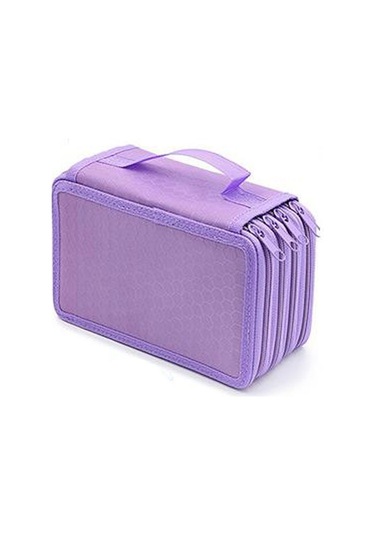 72 Gözlü Kalem Kutusu Çizim Ve Boyama Kalemleri İçin Geniş Depolama, Kare Dizaynlı Kırtasiye Organizer, Düz Renkli Kroki Ve Sanat Malzemeleri Çantası Mor