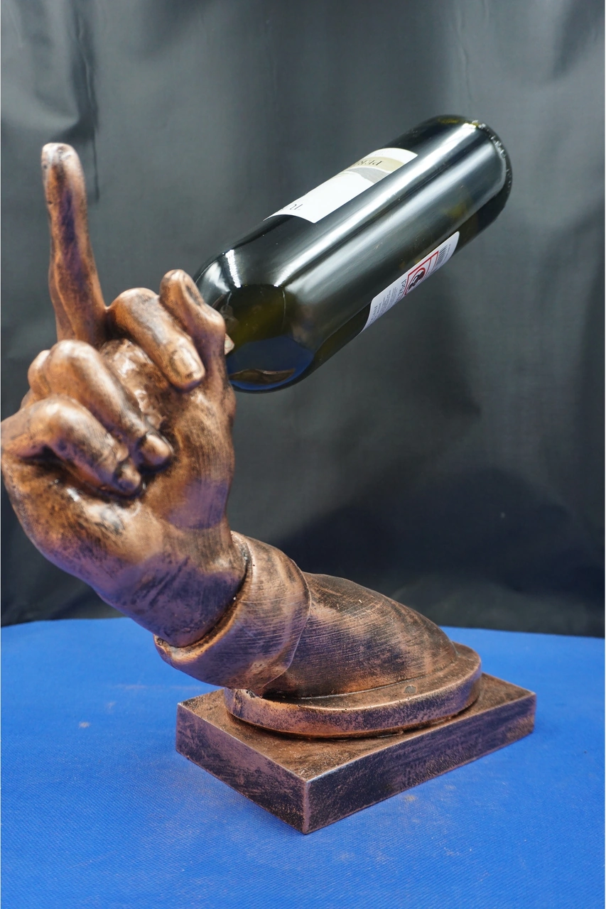 Özel Tasarım Şaraplık Yağdanlık Nh. Biblo Heykel Ev Dekorasyon Hediyelik Aksesuar 27 Cm Bronz