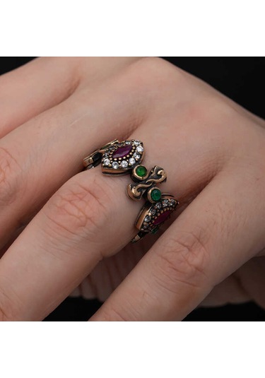 Blackcraft Gümüş Ayarlanabilen Otantik Mekik Kadın Yüzük Bc-12fb13 Renkli