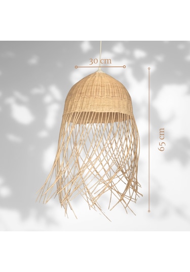 Kos Rattan Bambu Saçaklı Avize Bambu