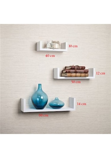 Rafkestir Arena 3 Lü Duvar Raf Seti Krem ( Parlak )