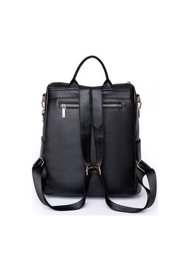 Bayan Modası Pu Yumuşak Deri Hafif Basit Sırt Çantı-siyah Siyah