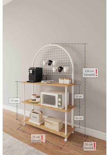 Çevir Kur Çok Amaçlı Kahve Köşesi Dolabı, Mutfak Standı, Mutfak Dolabı, Mutfak Düzenleyici 71 134 35 Atlantik Çam