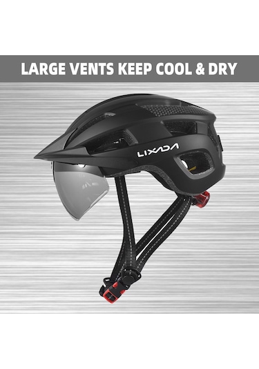 Yeşil Ön Cam Ve Güneşlik İle Bisiklet Kaskı Şarj Edilebilir Kuyruk Işığı Ayarlanabilir Bisiklet Kaskı Yeşil