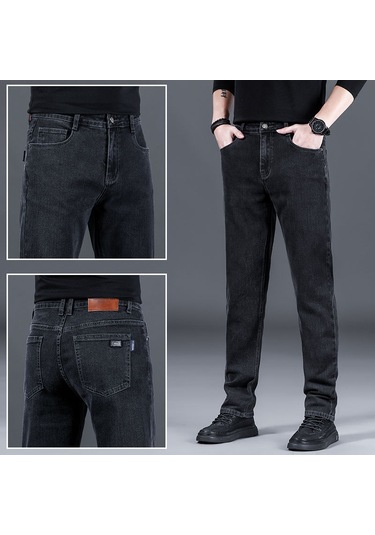 Erkekler İçin Lüks Moda Kot Pantolonları Siyah