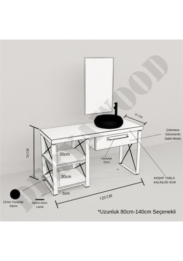 Deryawood  Larix Banyo Dolabı 40*100*76 Açık Ceviz Çok Renkli