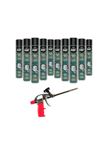 Selsil Pu Tabancalı Montaj Köpüğü 750 Ml. 10 Adet ,demir Köpük Tabancası