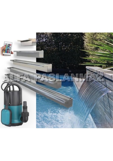 120 CM 304 Kalite Rgb Ledli Paslanmaz Duvar Şelalesi+Pompa Dahil