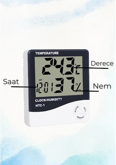 Dijital Oda Termometre Sıcaklık Ve Nem Ölçer Masa Saati Alarm Pil Dahil