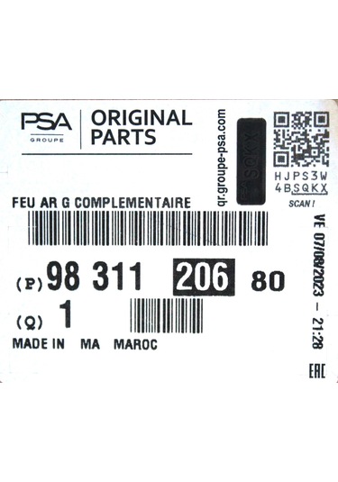 Citroen C4 3(2020-2023) Sol Bagaj Kapak LED Stop Lambası – Psa 9831120680