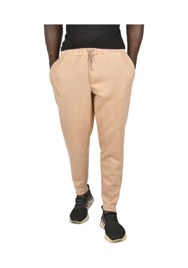 Deepsea Erkek Krem Beli Lastikli Bağcıklı Kırışmayan Süet Kumaş Rahat Kesim Dar Paça Spor Pantolon 2505556 False Krem