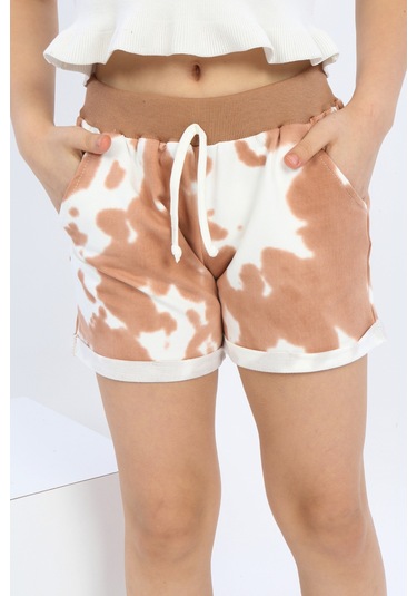 Toontoy Kız Çocuk Batikli Şort Kahverengi