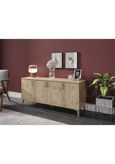 Kznhome Çok Amaçlı Meşe Konsol - Tamamı 1. Kalite Mdf