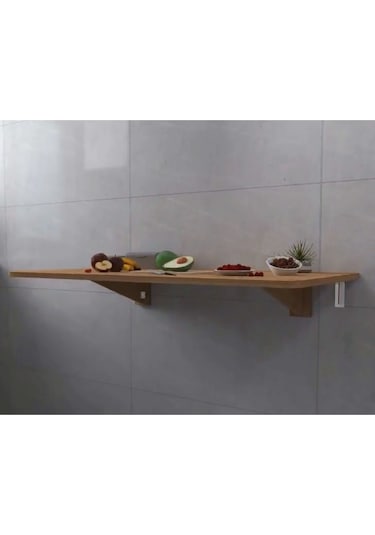 60x110 Cm Sabit Raflı Duvara Monte Kırma Katlanır Mutfak Masası