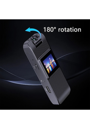 Maiyame Siyah 1080p Mini Gönüllü Kamerası - 180 Döner Lens, Ir Gece Görüşü, Dahili Batarya Ve Manyetik Klip