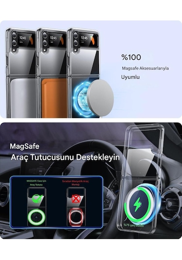 Samsung Uyumlu Z Flip 4 Şeffaf Magsafe Kılıf Safe Şeffaf